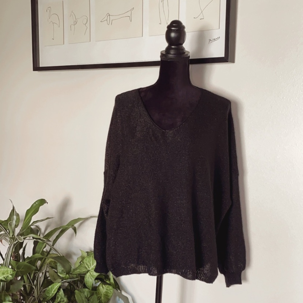 Sioni Black Sweater with lace Back. - Picture 3 of 11